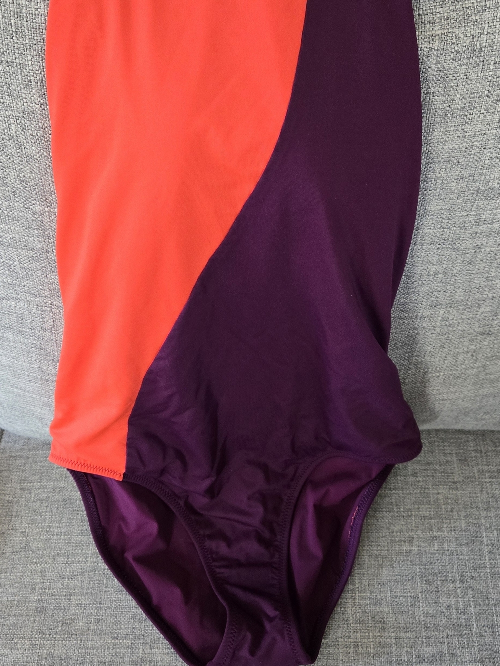 Athleta Colorblock One-Piece Swimsuit in Orange and Plum
